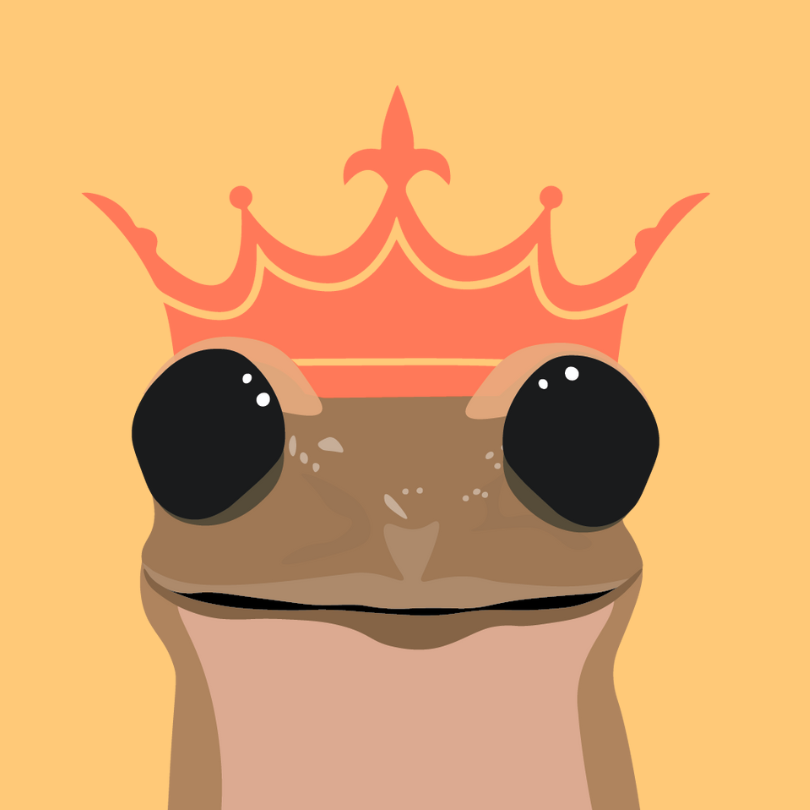 Picto représentant une grenouille couronnée vue de face