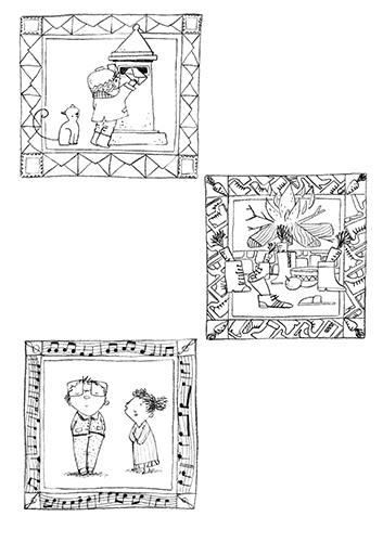 Illustration à colorier issue de Saint-Nicolas, c'est qui celui-là ? (Ed. Alice Jeunesse)