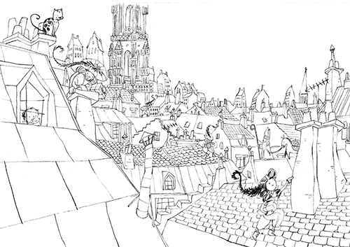 Illustration à colorier issue de Saint-Nicolas, c'est qui celui-là ? (Ed. Alice Jeunesse)